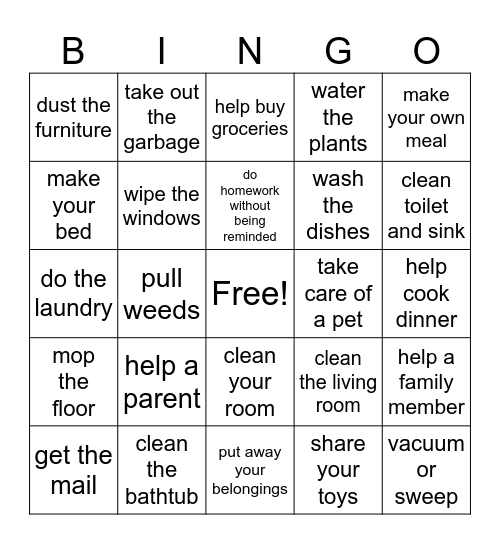Helper Bingo Card