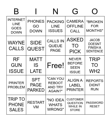 Open House Bingo Card
