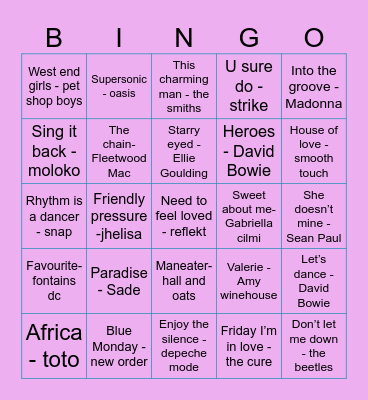 Susan bingo Card