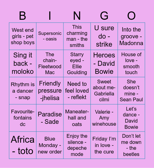 Susan bingo Card