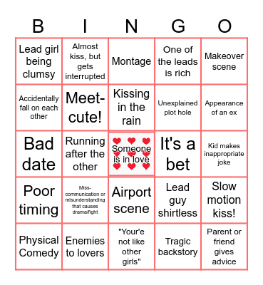 ROM-COM Bingo Card