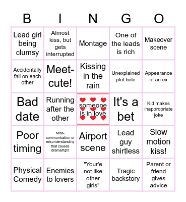 ROM-COM Bingo Card