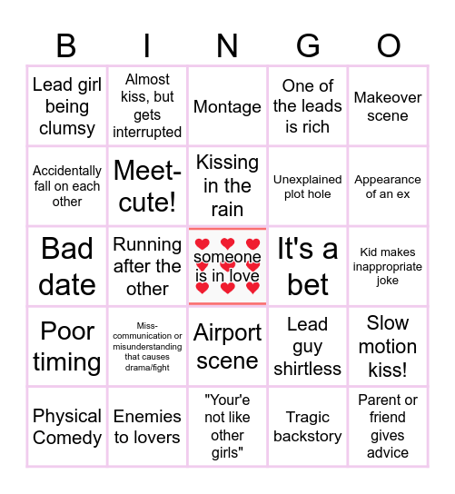ROM-COM Bingo Card