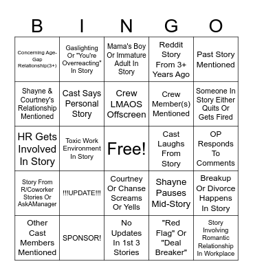SRRS Bingo Card