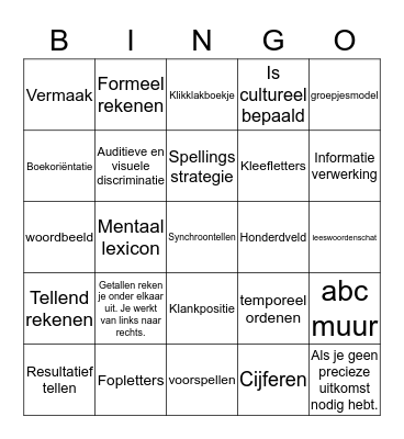 Individuele didactische begeleiding - bingo Card