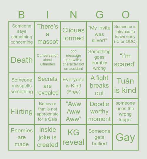 Silver Invite Prologue Bingo Card