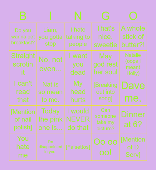 Izzi Predictability Card Bingo Card