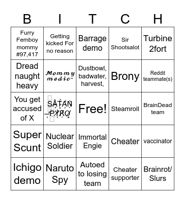 TF2 H E L L Bingo Card