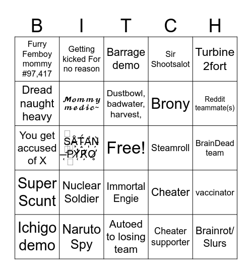 TF2 H E L L Bingo Card