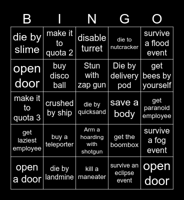company bingo Card