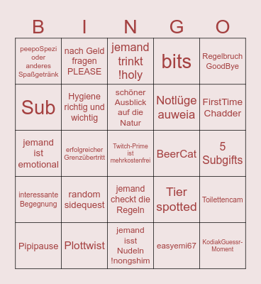EasyBingo The Race Staffel 3 Folge 7 Bingo Card