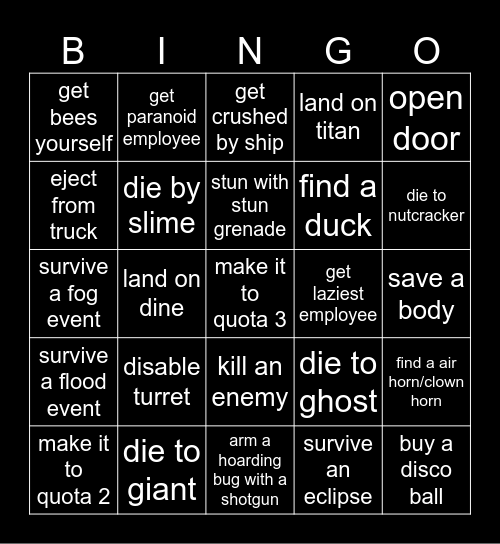 company bingo Card