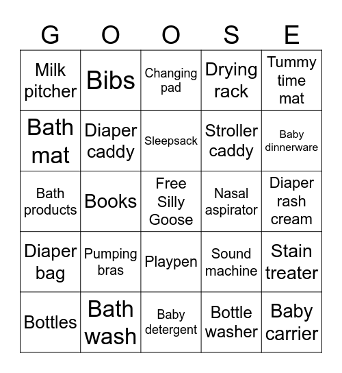 Registry Bingo Card