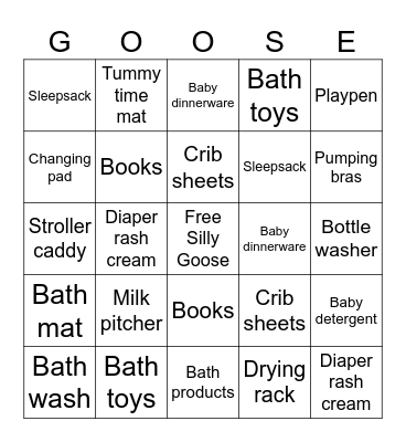 Registry Bingo Card