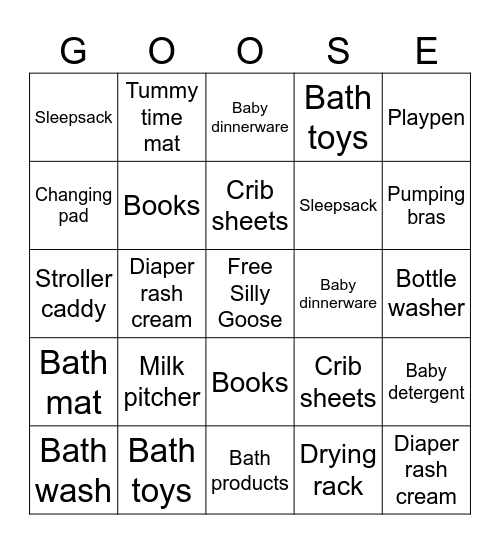 Registry Bingo Card