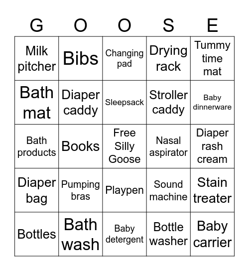 Registry Bingo Card