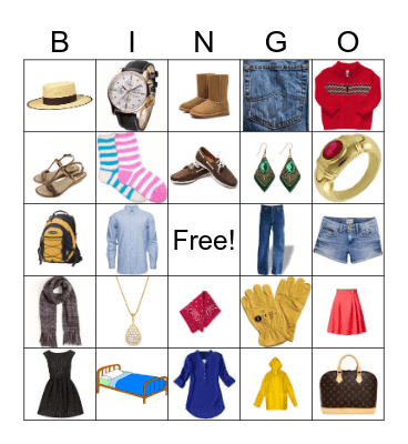 Spanish Clothing Words Bingo Card