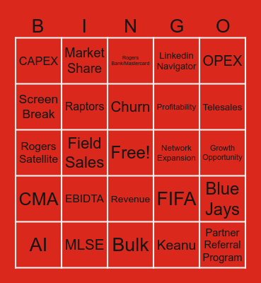 Q2 Residential Townhall Bingo Card
