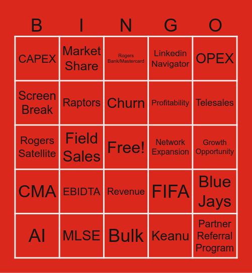 Q2 Residential Townhall Bingo Card