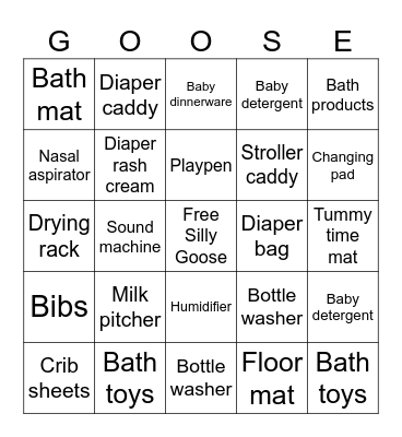 Registry Bingo Card