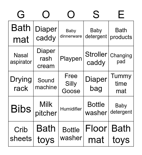 Registry Bingo Card