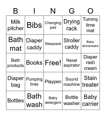 Registry Bingo Card