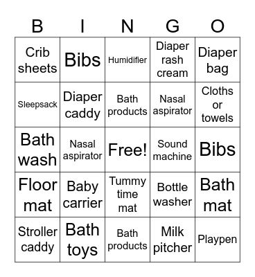 Registry Bingo Card