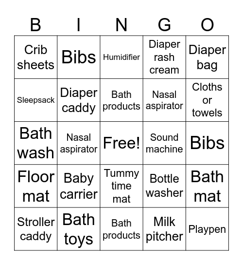Registry Bingo Card