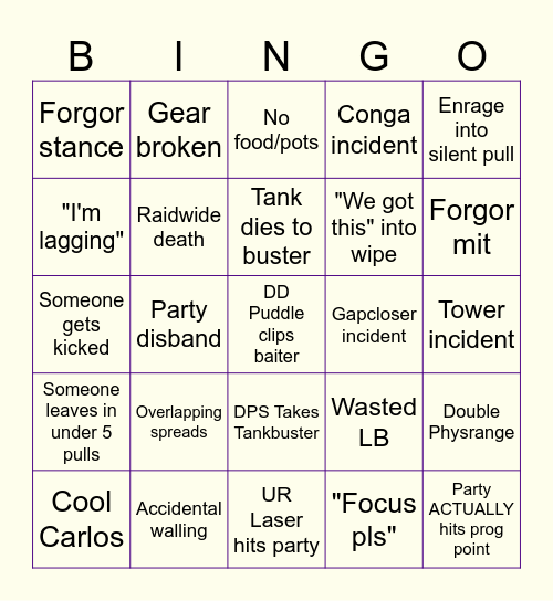 FRU PF Bingo Card