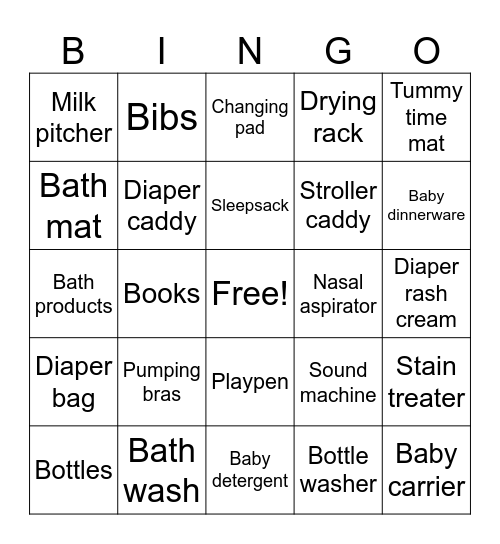 Registry Bingo Card