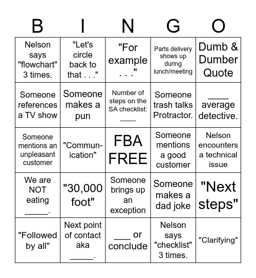FBA Bingo Card