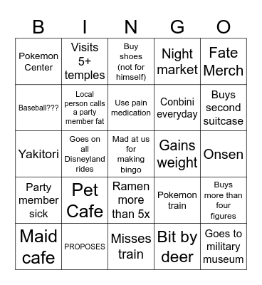 DEREK'S BINGO CARD Bingo Card