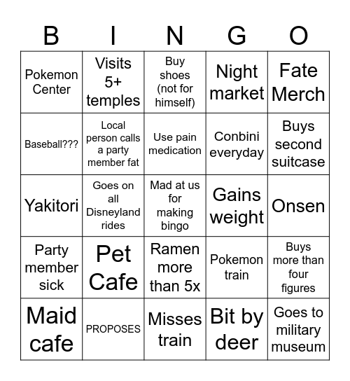 DEREK'S BINGO CARD Bingo Card