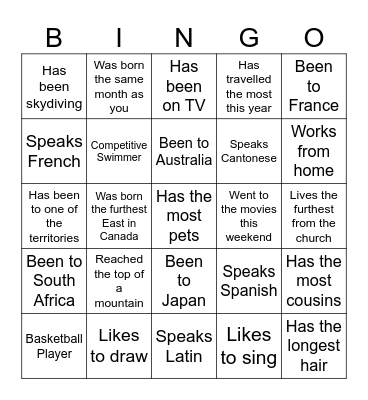 Kids'Park Team Bingo Card