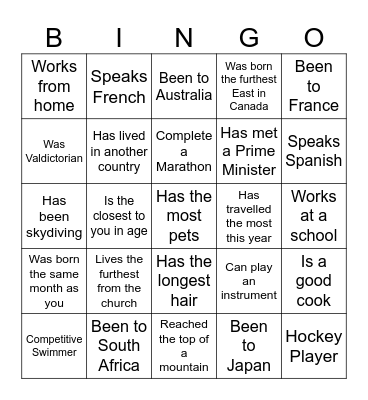 Kids'Park Team Bingo Card