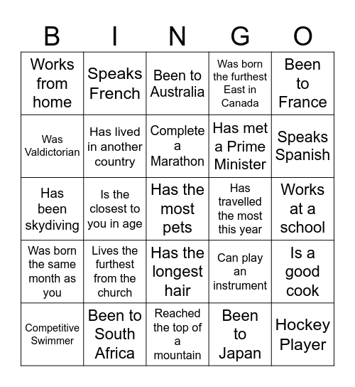 Kids'Park Team Bingo Card