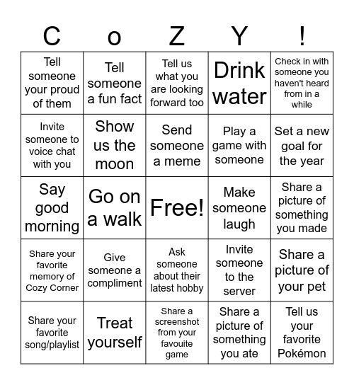 Cozy Corner Birthday Bingo Card