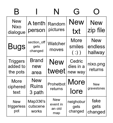 Oneshot.exe Bingo Card