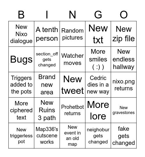 Oneshot.exe Bingo Card