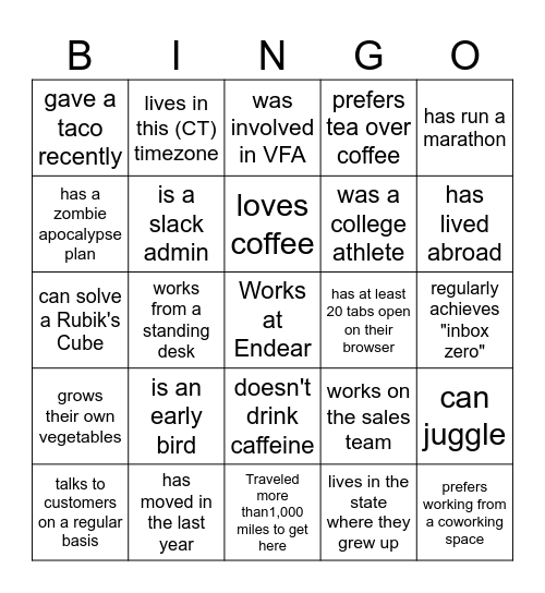 Find someone who... Bingo Card