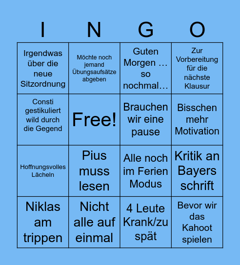 Sprzagala Bingo Ingo Bingo Card