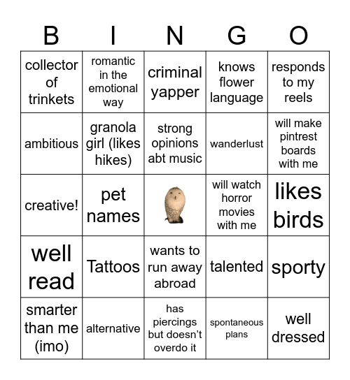 Renée’s Type Bingo Card