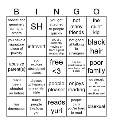 cynthia kinnie bingo Card
