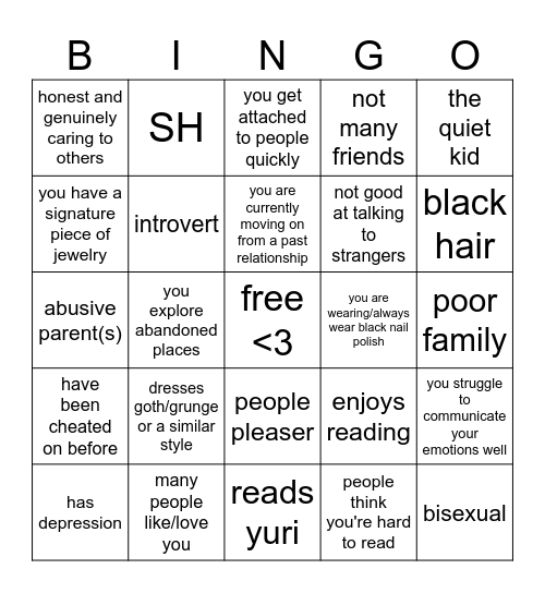 cynthia kinnie bingo Card