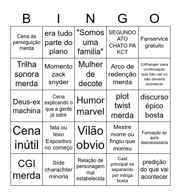 bingo de filme merda nosso Bingo Card
