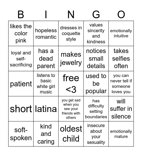 alicea kinnie bingo Card