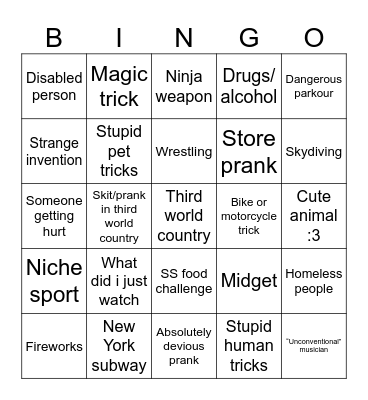 Griffin Facebook Reels Bingo Card