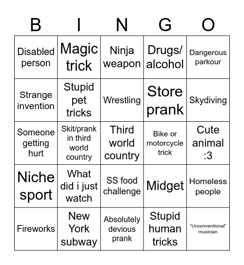 Griffin Facebook Reels Bingo Card