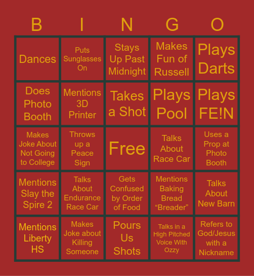 ERIK Bingo Card
