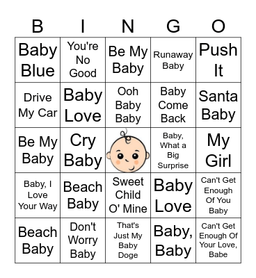 Baby Bingo Card
